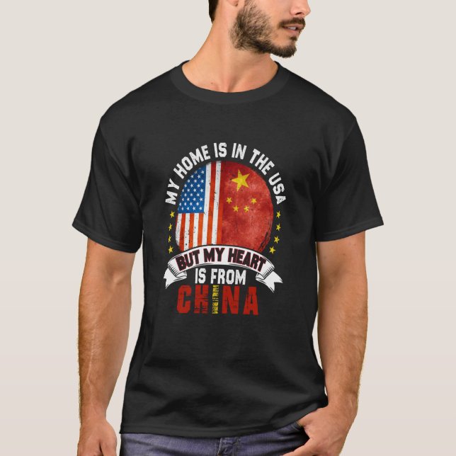 Camiseta Chinese American Patriot Heart is from China Flag (Frente)