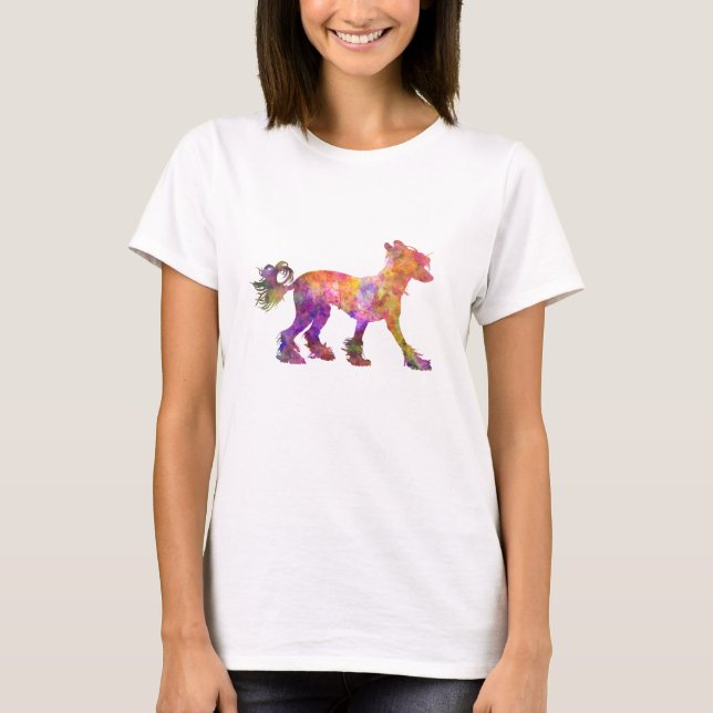 Camiseta Chinese crested dog 01 in watercolor 2 (Frente)