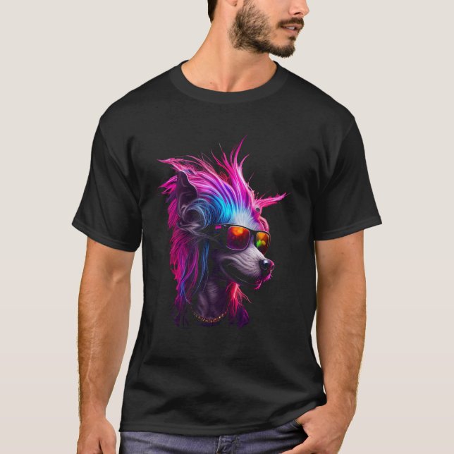 Camiseta Chinese Crested Dog owner Vaporwave Notorious DJ (Frente)