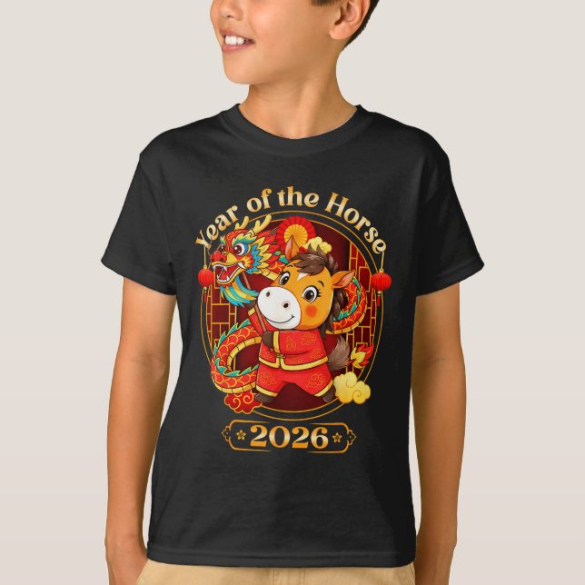 Camiseta Chinese New Year 2026 Clothes Boys Girls Year Of T (Frente)