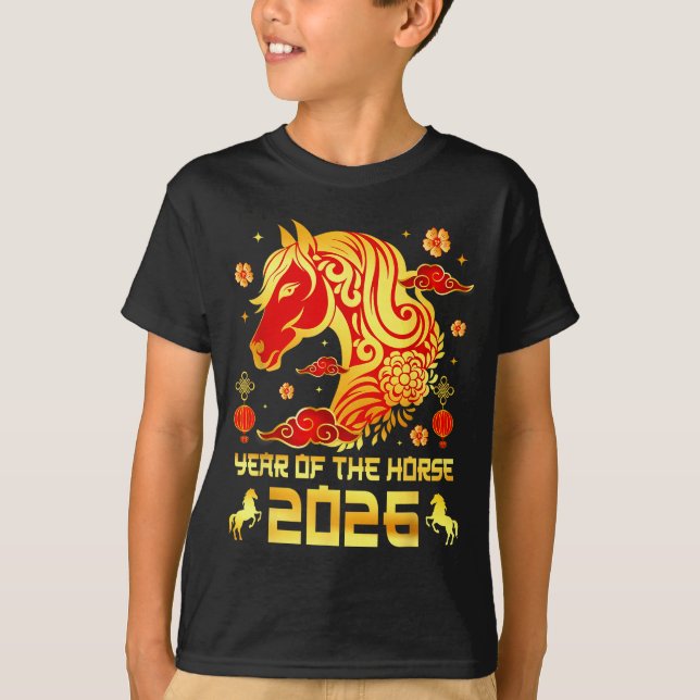 Camiseta Chinese New Year 2026 Horse Happy Chinese New Year (Frente)