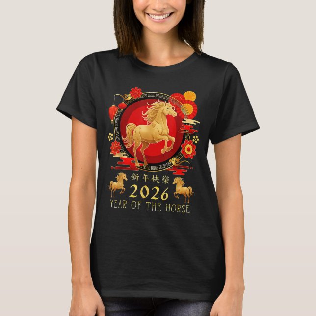 Camiseta Chinese New Year 2026 Horse Happy Chinese New Year (Frente)