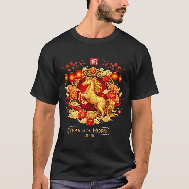 Camiseta Chinese New Year 2026 Horse Happy Chinese New Year (Frente)