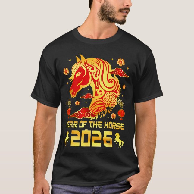 Camiseta Chinese New Year 2026 Horse Happy Chinese New Year (Frente)