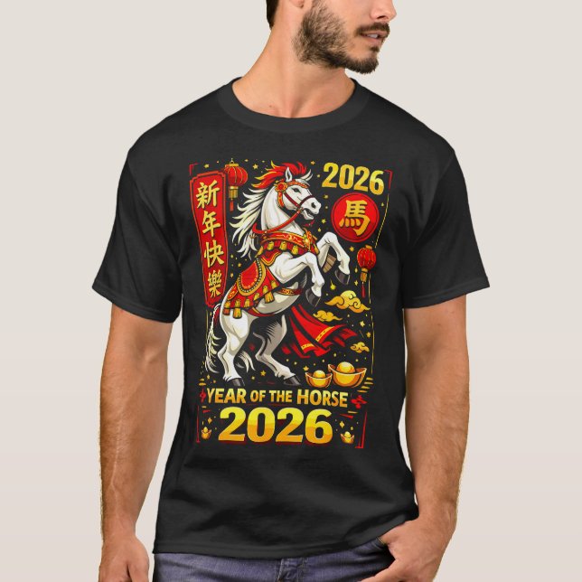Camiseta Chinese New Year 2026 Horse Year Lunar Zodiac  (Frente)