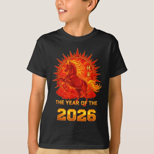 Camiseta Chinese New Year 2026 Of The Fire Horse Men Women  (Frente)