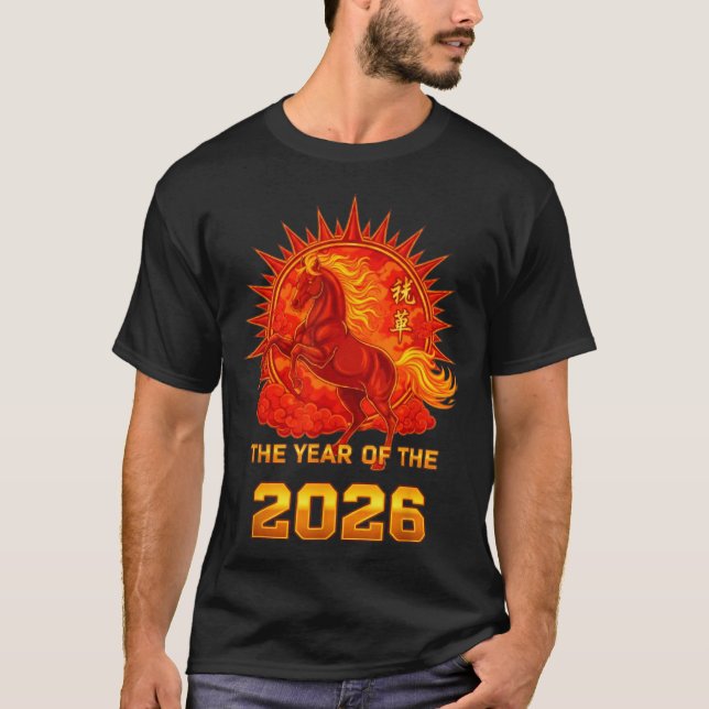Camiseta Chinese New Year 2026 Of The Fire Horse Men Women  (Frente)