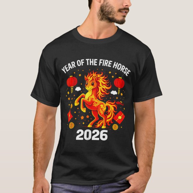 Camiseta Chinese New Year 2026 Year Of The Fire Horse  (Frente)