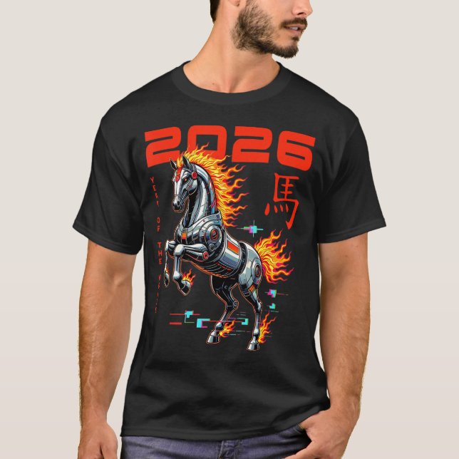 Camiseta Chinese New Year 2026 Year Of The Fire Horse Cyber (Frente)