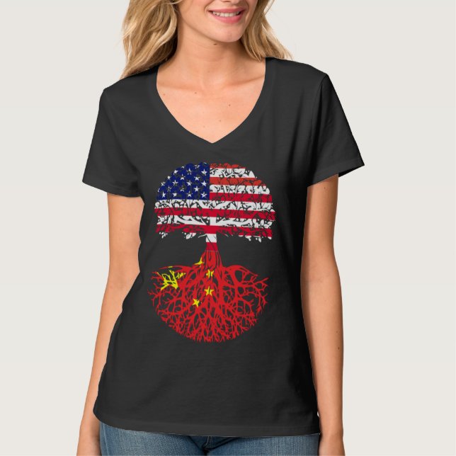 Camiseta Chinese Roots American China Flag Immigrant Citize (Frente)