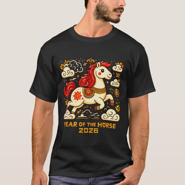 Camiseta Chinese Zodiac Horse 2026 Lunar New Year Art Gift  (Frente)