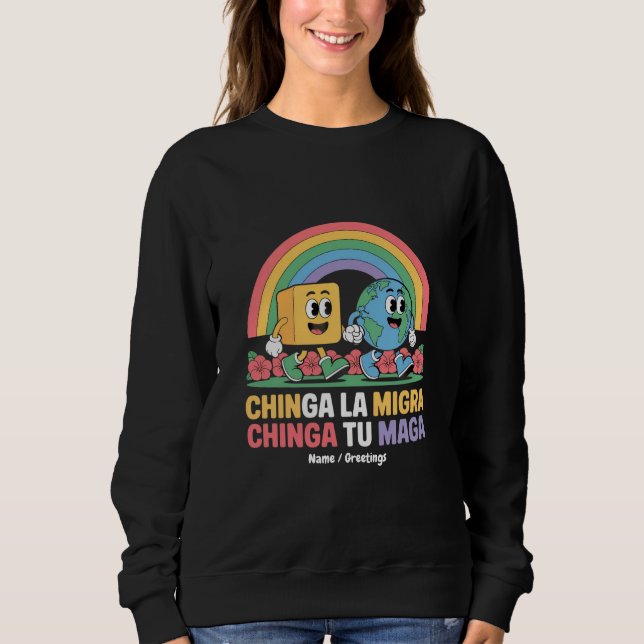 Camiseta Chinga La Migra Chinga Tu Maga Funny Rainbow (Frente)