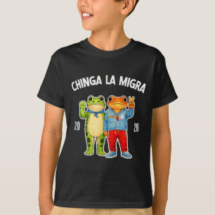 Camiseta Chinga la migra gráfico engraçado de sapo de prote