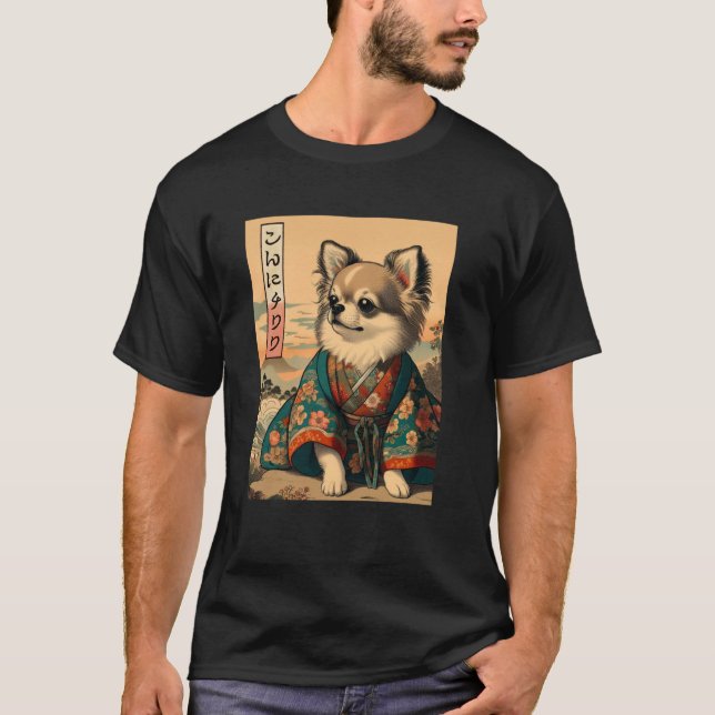 Camiseta Chinhuahua Japonês Konnichihuahua Konichiwawa Cute (Frente)