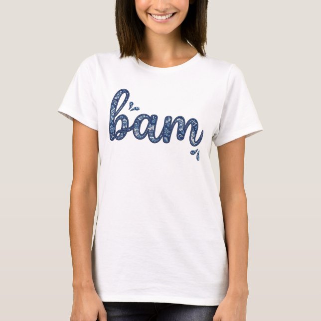 Camiseta Chinoiserie Classic Bam Mahjong Tile Design Blue (Frente)