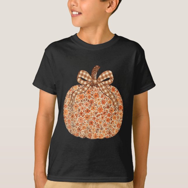 Camiseta Chinoiserie Fall Pumpkin Floral Halloween Engraçad (Frente)