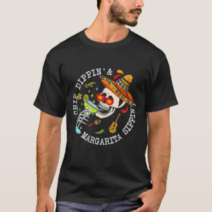 Camiseta Chip Dippin Margarita Sippin Skeleton Skeleton Cin