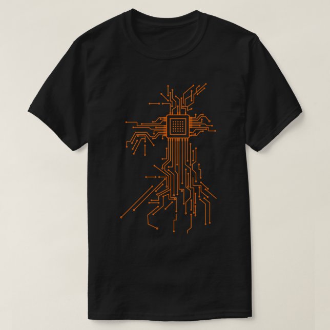 Camiseta Chip Orange de Computador (Frente do Design)