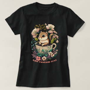 Camiseta Chipmunk bonitinho em flor silvestre, amantes de C