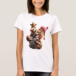 Camiseta Chipmunk Com Pine Cone Tree