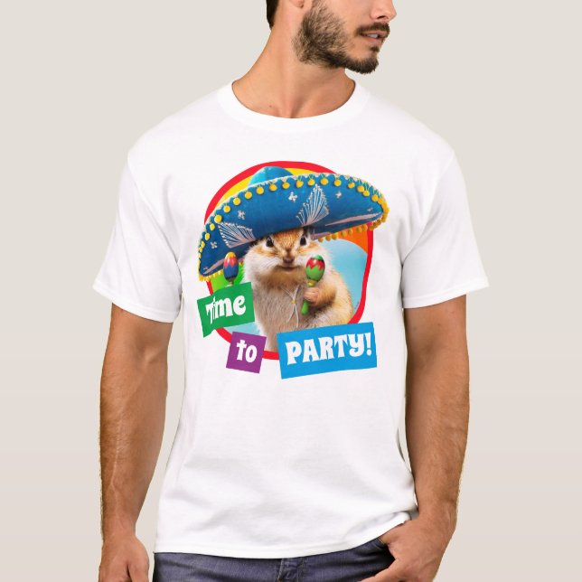 Camiseta Chipmunk De Partido Em Sombrero (Frente)