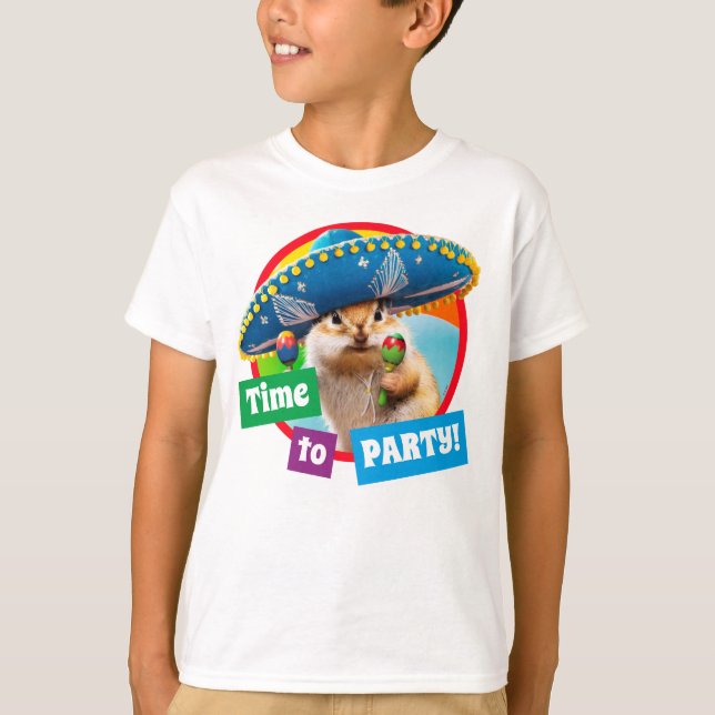 Camiseta Chipmunk De Partido Em Sombrero (Frente)