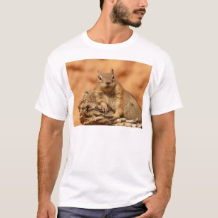 Camiseta Chipmunk engraçado que encontra-se em uma rocha