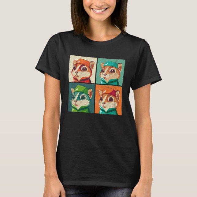 Camiseta Chipmunk Pop Illustration Colorful Animal Women  4 (Frente)