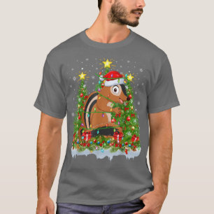 Camiseta Chipmunk Xmas Lights Santa Chipmunk Christmas Tree