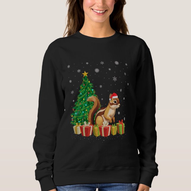 Camiseta Chipmunk Xmas Tree Lighting Santa Hat Chunk Chr (Frente)