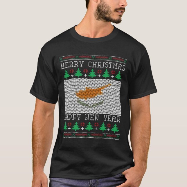 Camiseta Chipre Flag Ugly Christmas (Frente)