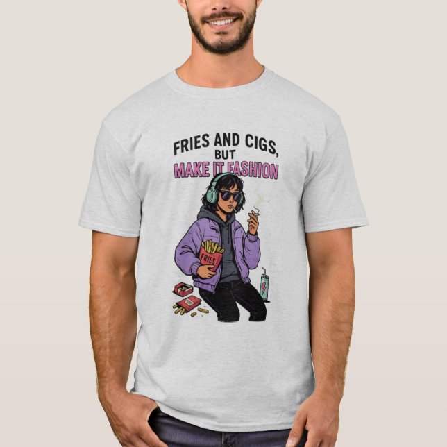 Camiseta Chips e Cigarros, mas o estilo ainda é fogo (Frente)