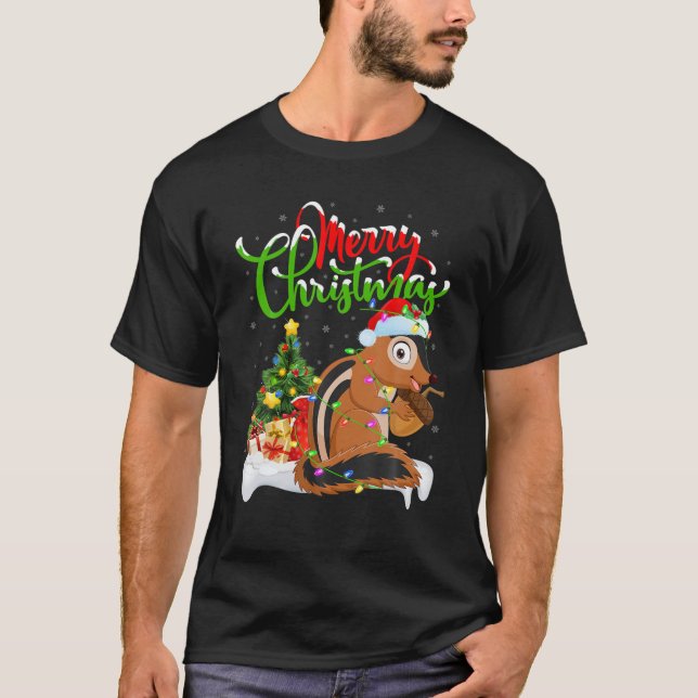Camiseta Chipset engraçado Amante de os animais Xmas Lighti (Frente)