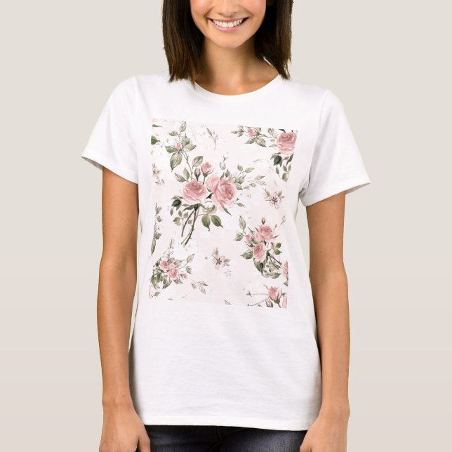 Camiseta Chique, chic francês, vintage, floral, rústico, (Frente)