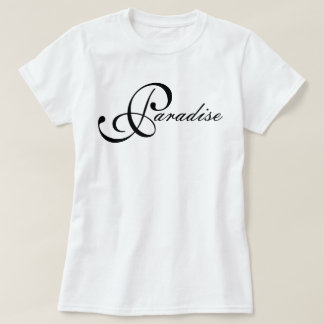 Camiseta Chique icônico e minimalista Paradise script