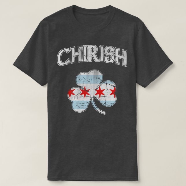 Camiseta Chirish Chicago Flag Shamrock (Frente do Design)