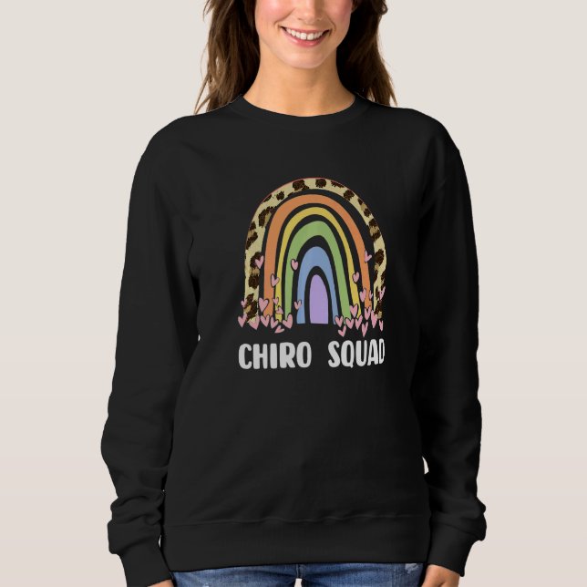 Camiseta Chiropractic - Chiro Squad Leopard Rainbow Premium (Frente)