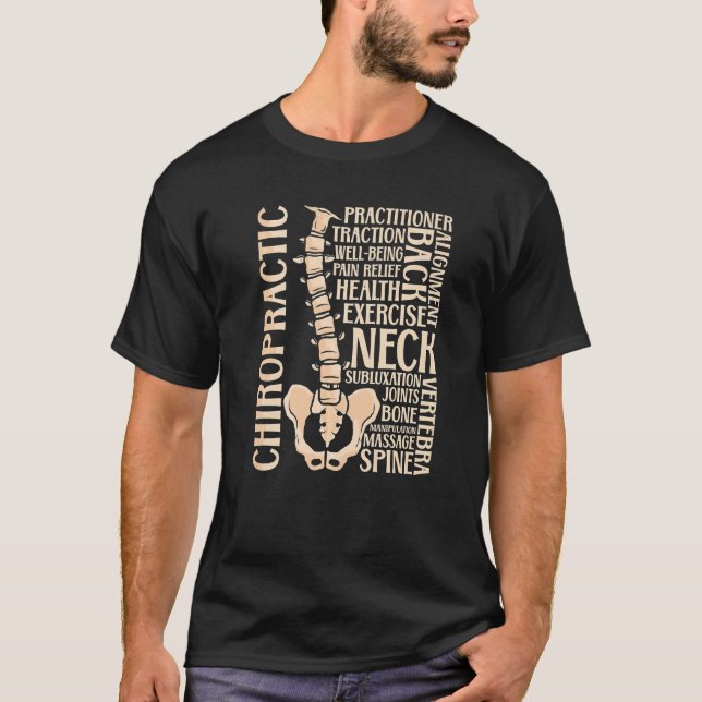 Camiseta Chiropractic Citação da Terapêutica Com Coluna Chi (Frente)