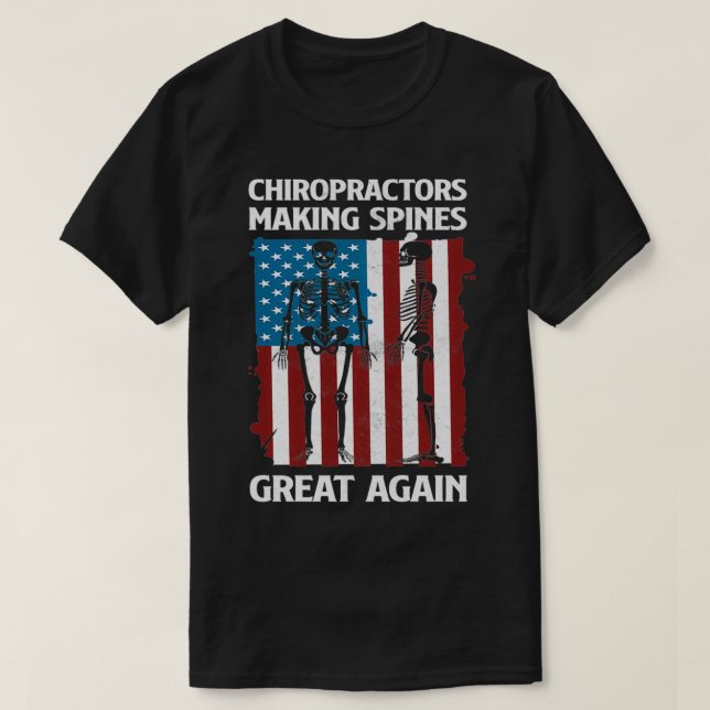 Camiseta Chiropractors Orgulhosos EUA Bandeira Chiropracinh (Frente do Design)