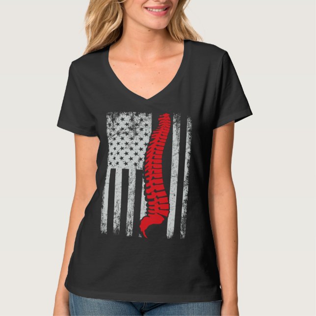 Camiseta chiropractors USA Flag spines for chiropractic  1 (Frente)