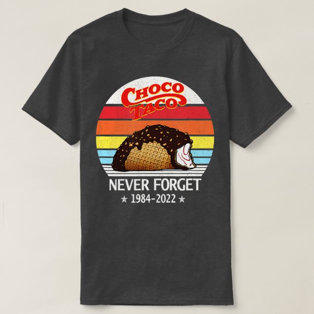 Camiseta Choco Taco Nunca Esquece Estilo Retroativo Engraça (Frente do Design)
