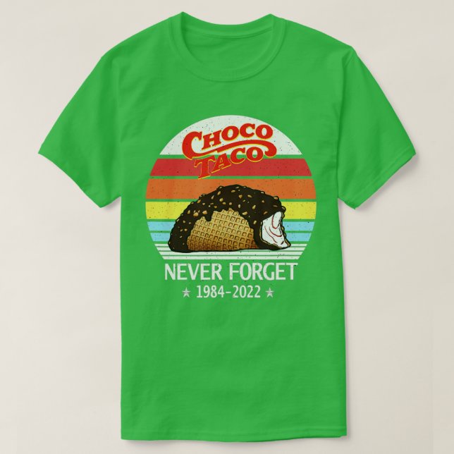 Camiseta Choco Taco Nunca Esquece Estilo Retroativo Engraça (Frente do Design)