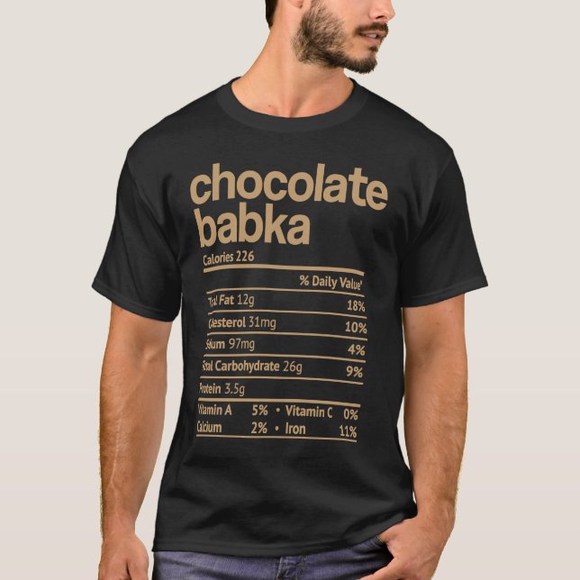 Camiseta Chocolate Babka Nutrition Facts Thanksgiving Jewis (Frente)