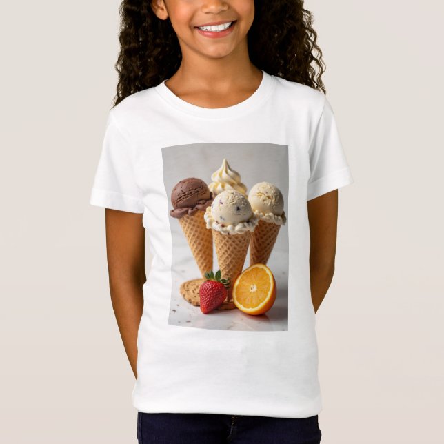Camiseta chocolate, baunilha, morango, biscoito, gelo laran (Frente)