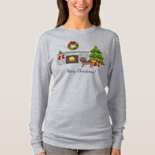 Camiseta Chocolate Casaco Suave Dachshund - Sala de Natal