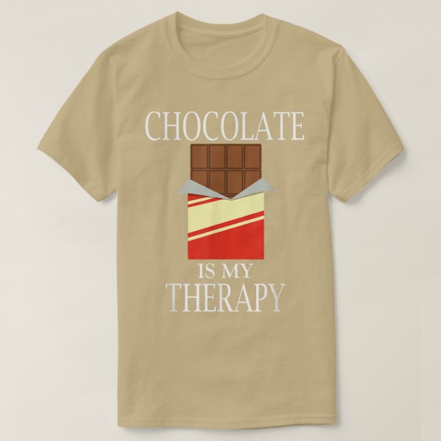 Camiseta Chocolate como Terapia Engraçado Dizendo Amante de (Frente do Design)
