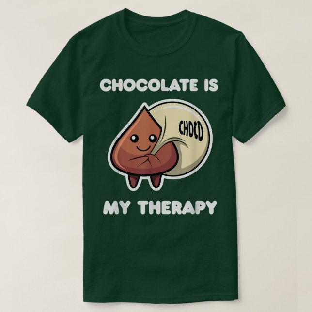 Camiseta Chocolate como Terapia Irônica Dizendo Amante de C (Frente do Design)