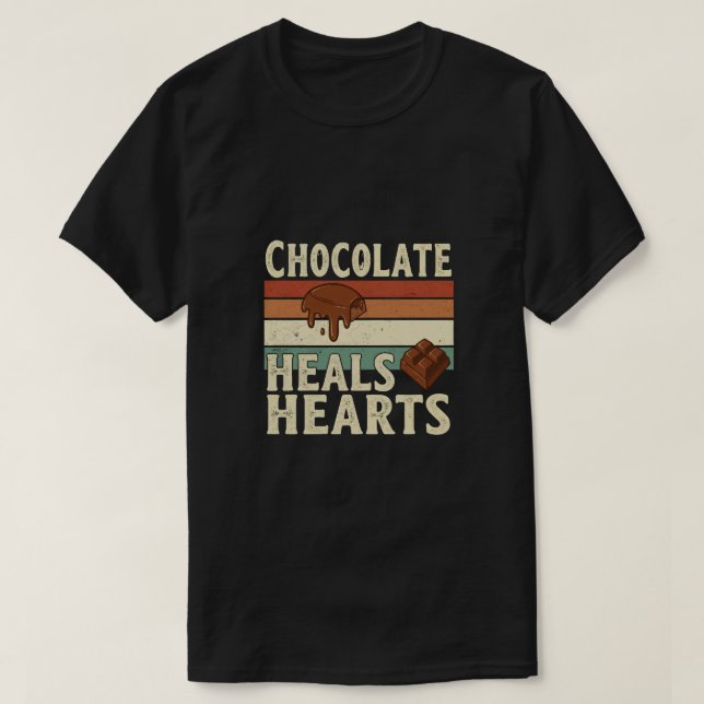 Camiseta Chocolate Cura Corações (Frente do Design)