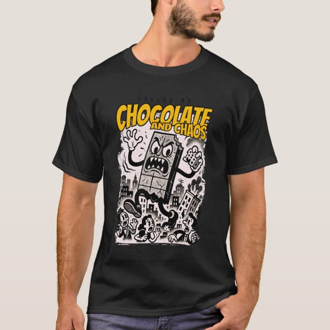Camiseta Chocolate e Caos Kaiju Monstro Divertido Retro Cho (Frente)