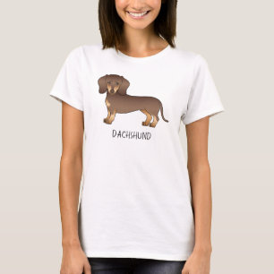 Camiseta Chocolate E Marrom Claro Dachshund De Cabelo Curto